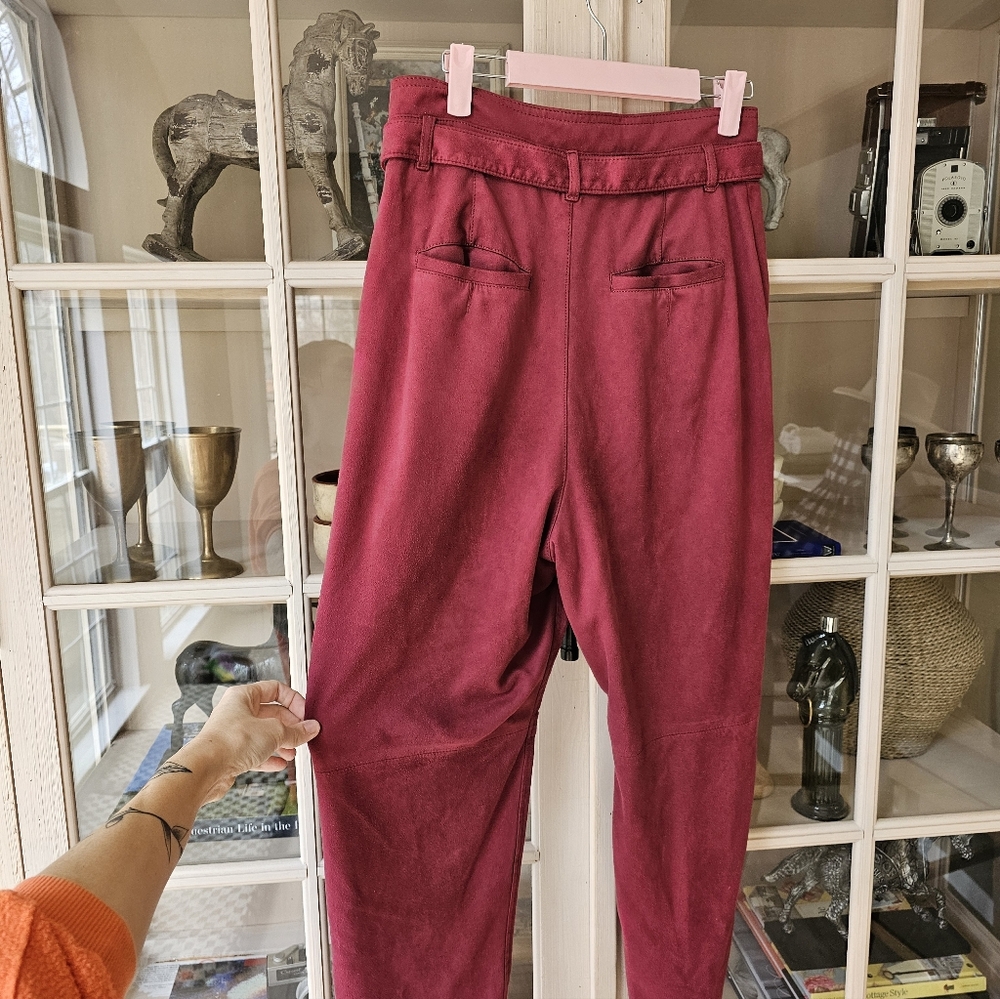 $128 Free People Nightfall Paper Bag Pants Trousers Queen Pomegranate - Picture 9 of 12